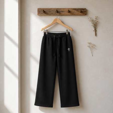 Black baggy (White Cross) Joggers (Men's)