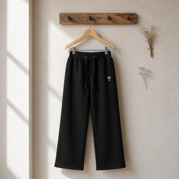 Black baggy (White Cross) Joggers (Men's)